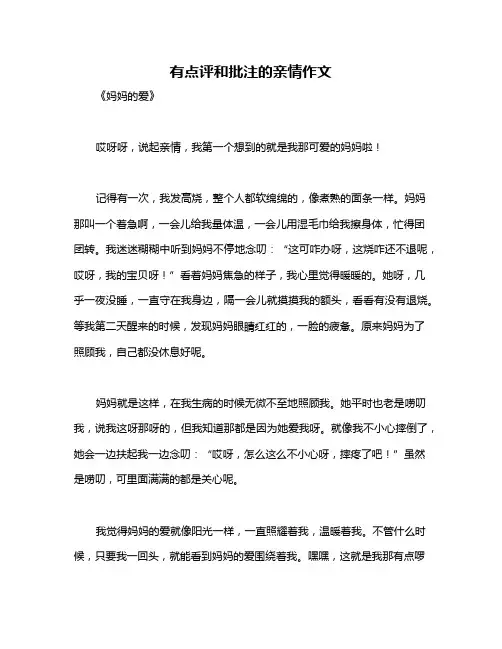 有点评和批注的亲情作文