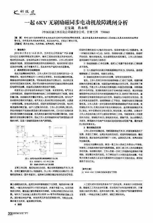 一起6kv无刷励磁同步电动机故障跳闸分析