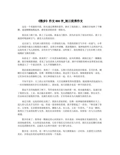 《散步》作文800字_初三优秀作文