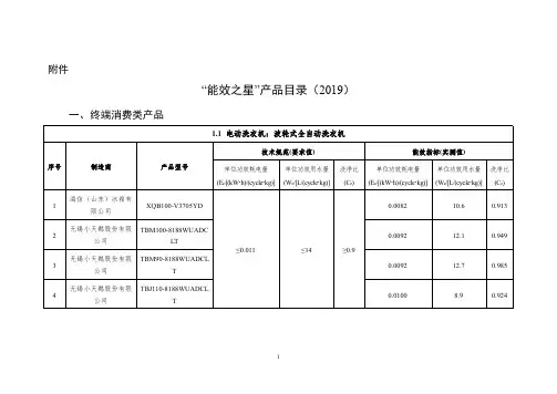 “能效之星”产品目录(2019)