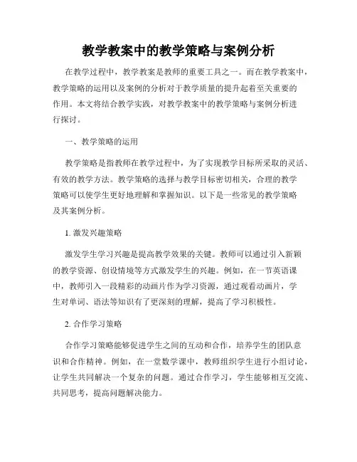 教学教案中的教学策略与案例分析