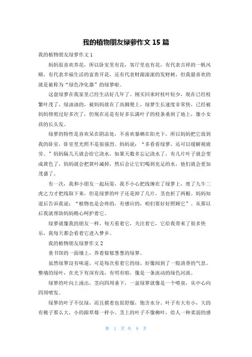 我的植物朋友绿萝作文15篇