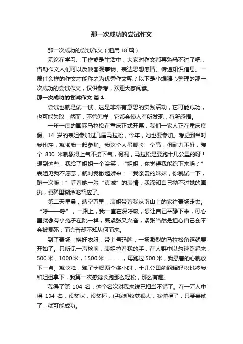 那一次成功的尝试作文（通用18篇）