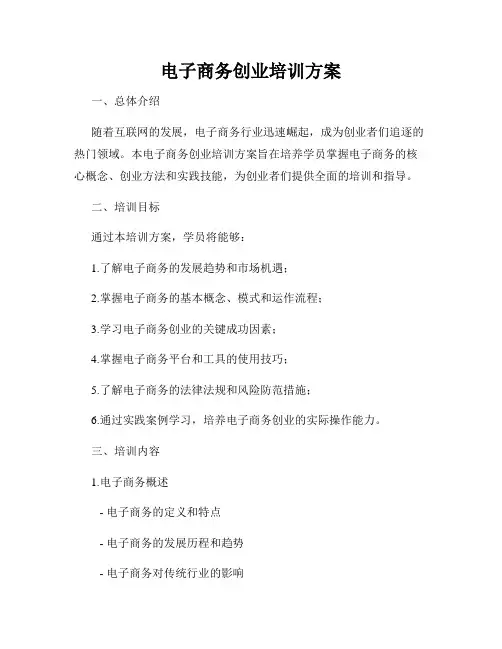 电子商务创业培训方案