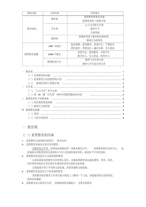 (完整版)教师资格考试笔试中学综合素质知识点总结