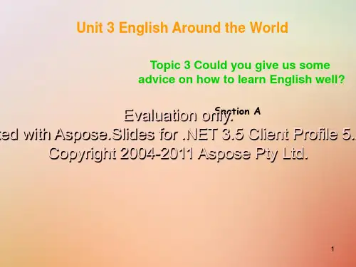 九年级英语上册 Unit 3 English around the World Topic 3 Could you give us some advice on how to leran