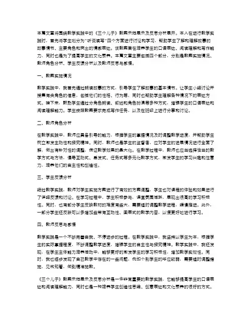 《三个儿子》教案示范展示及反思分析