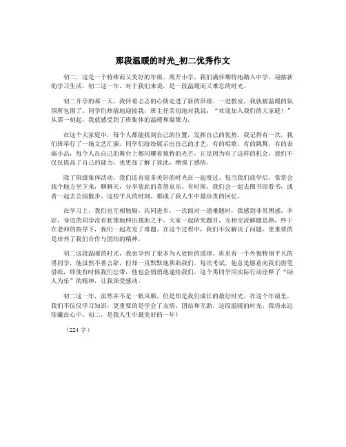 那段温暖的时光_初二优秀作文