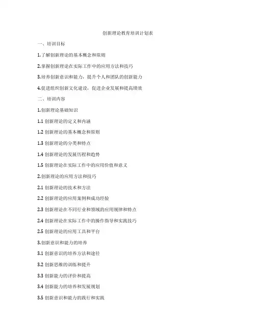 创新理论教育培训计划表
