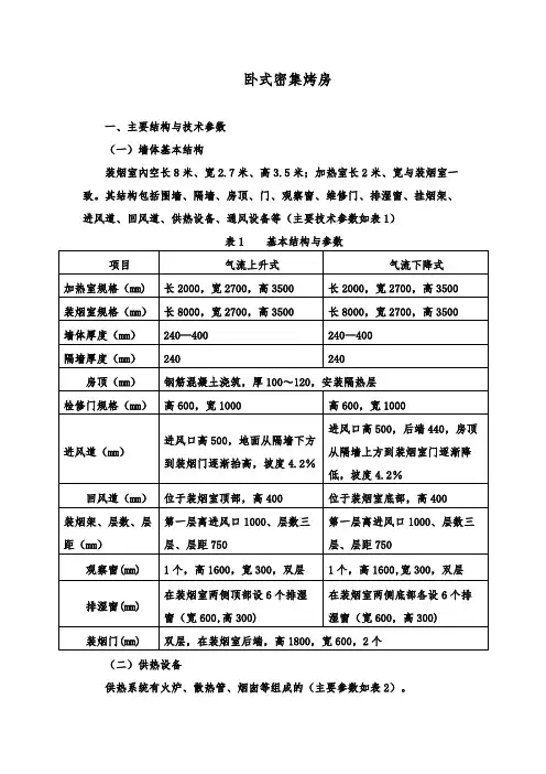 卧式密集烤房建筑规格标准