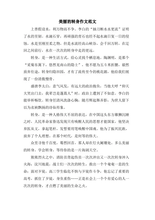 美丽的转身作文范文