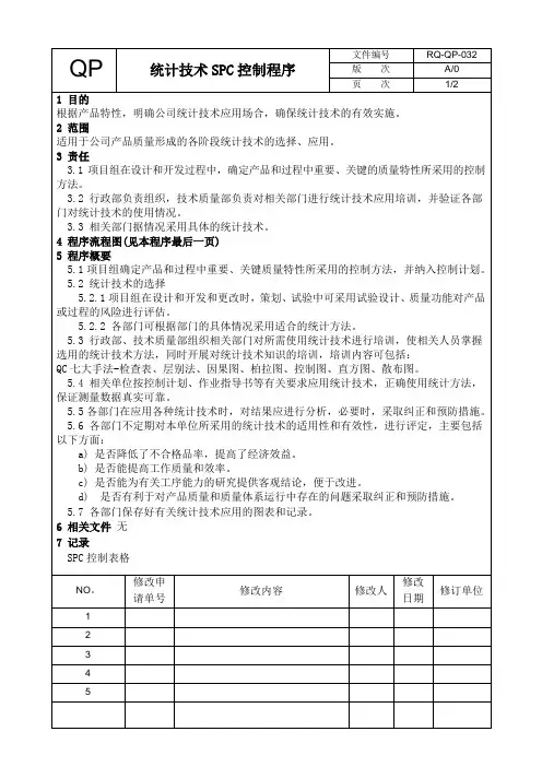 RQ-QP-032统计技术SPC控制程序