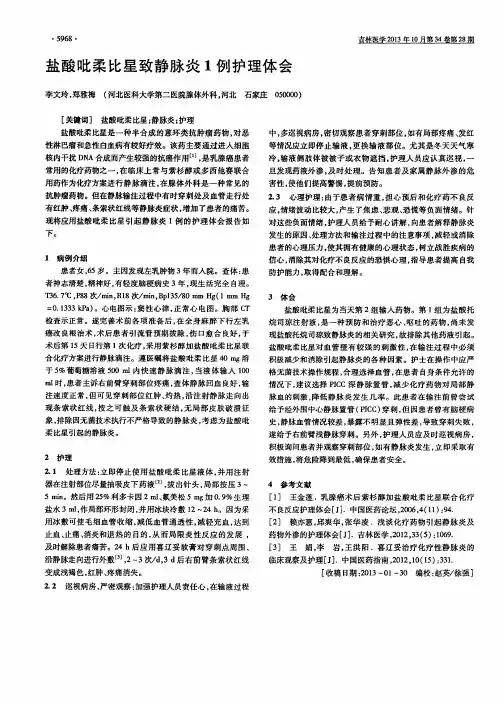 盐酸吡柔比星致静脉炎1例护理体会
