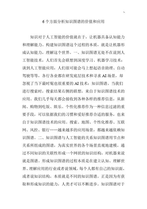 6个方面分析学习知识图谱的价值和应用