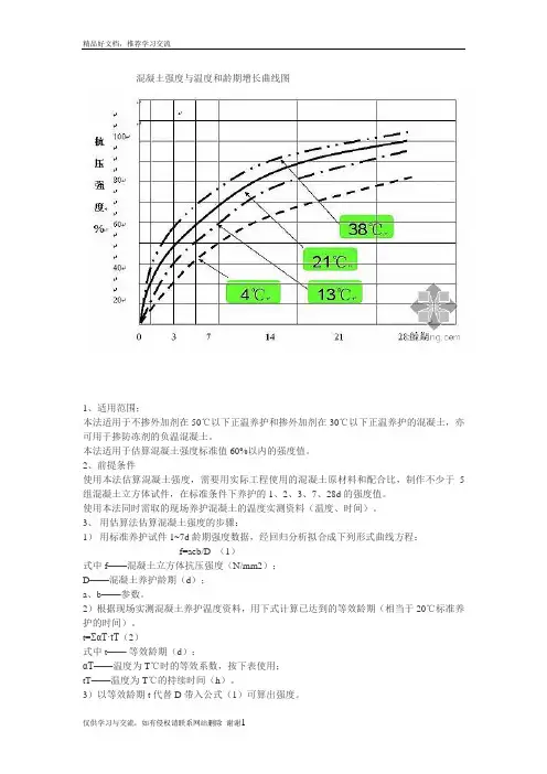 最新混凝土强度与温度、龄期增长曲线图