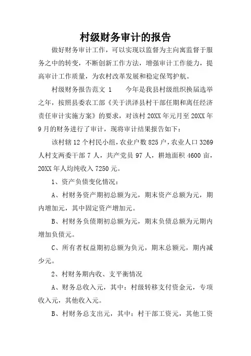 村级财务审计的报告
