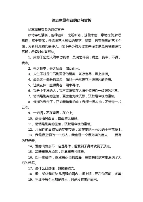 徐志摩最有名的诗句赏析