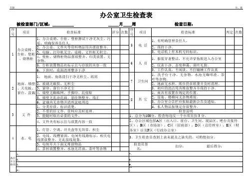 最全的办公室卫生检查表