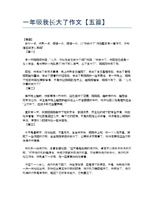 一年级我长大了作文【五篇】