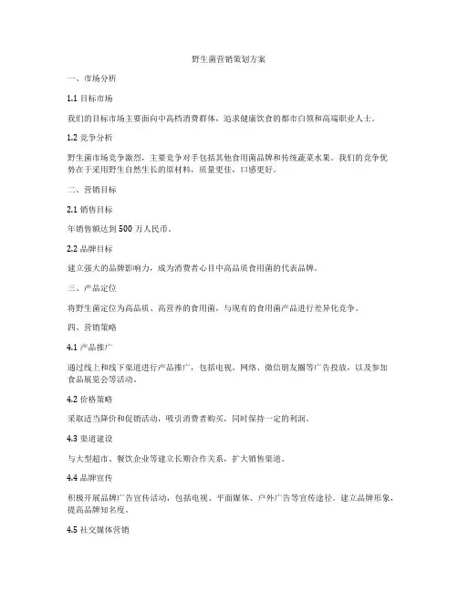 野生菌营销策划方案