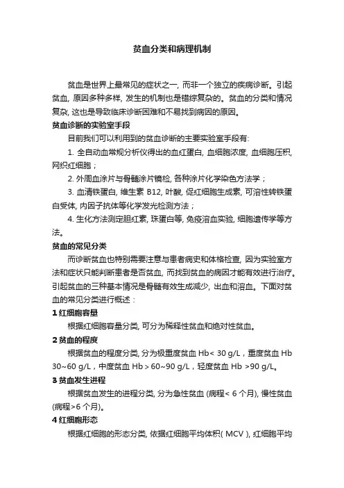 贫血分类和病理机制