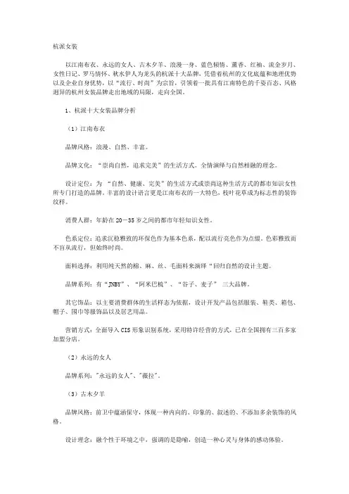 十大女装品牌