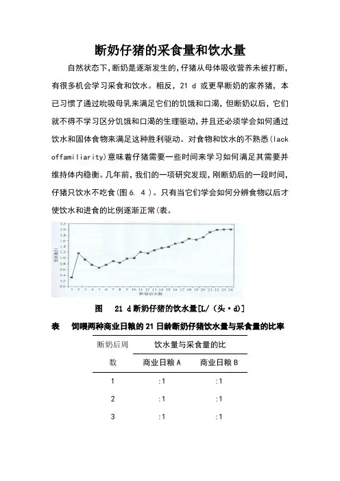 断奶仔猪的采食量和饮水量