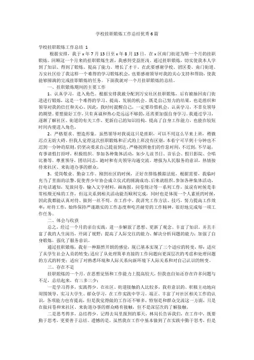 学校挂职锻炼工作总结优秀6篇