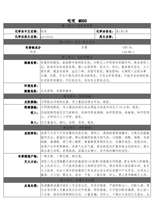 吡啶MSDS