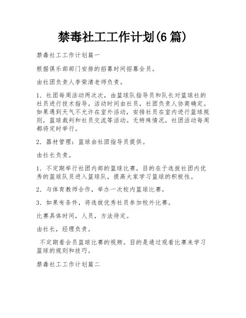 禁毒社工工作计划(6篇)