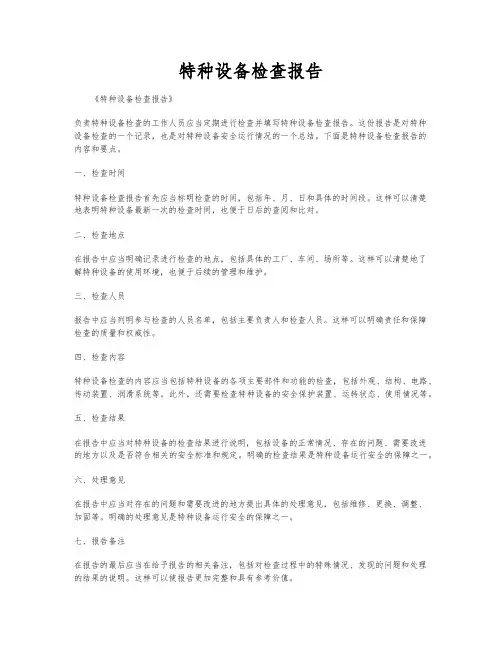 特种设备检查报告