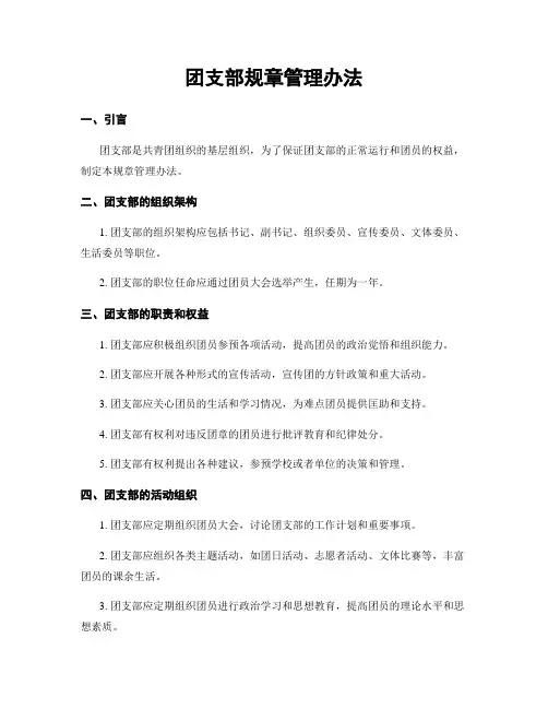团支部规章管理办法
