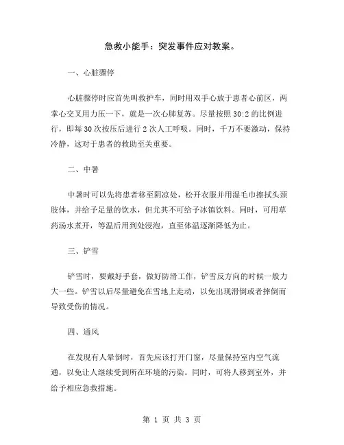 急救小能手：突发事件应对教案