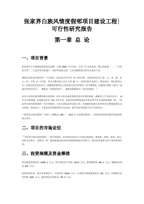 张家界白族风情度假邨项目建设工程可研