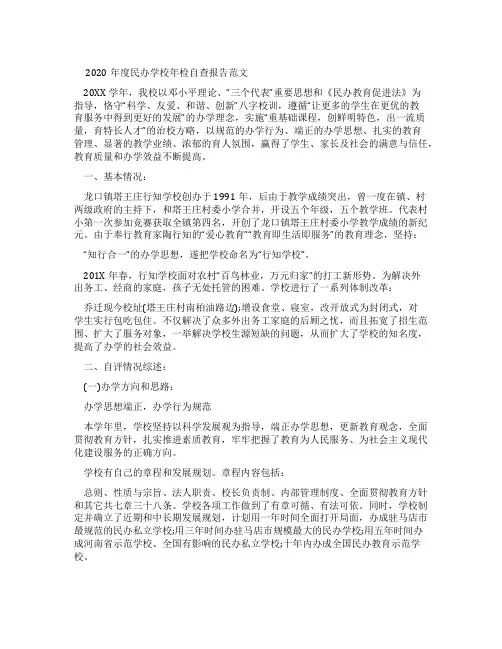 2022民办学校年检自查报告例文