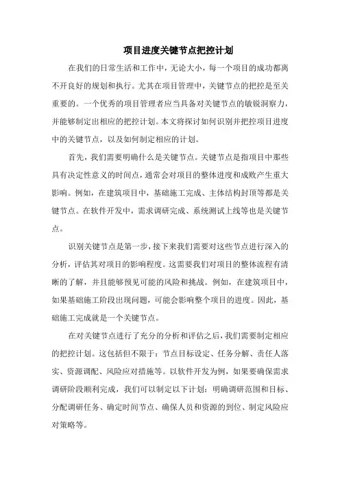 项目进度关键节点把控计划