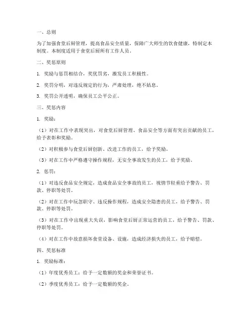 食堂后厨奖罚管理制度