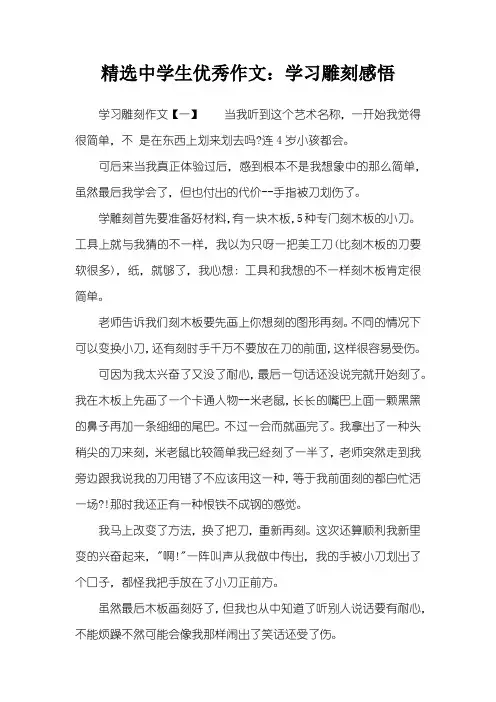 精选中学生优秀作文：学习雕刻感悟