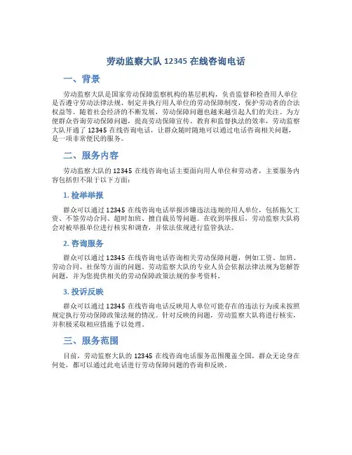 劳动监察大队12345在线咨询电话