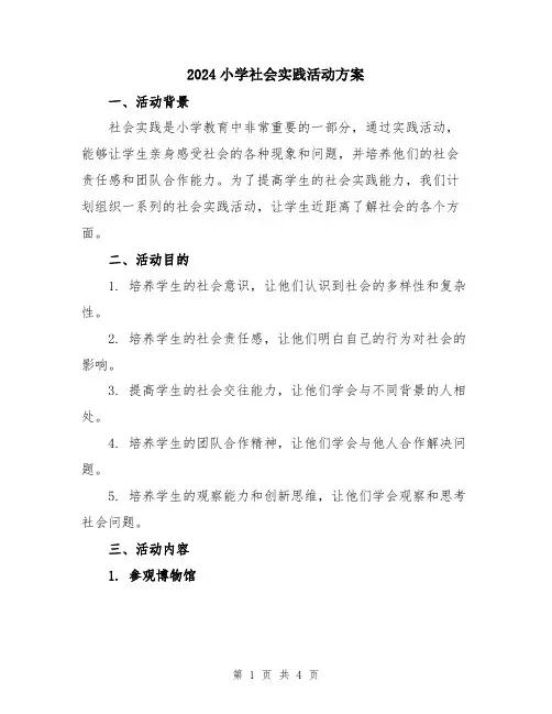 2024小学社会实践活动方案