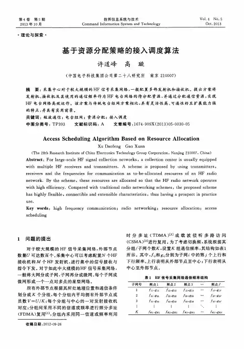 基于资源分配策略的接入调度算法