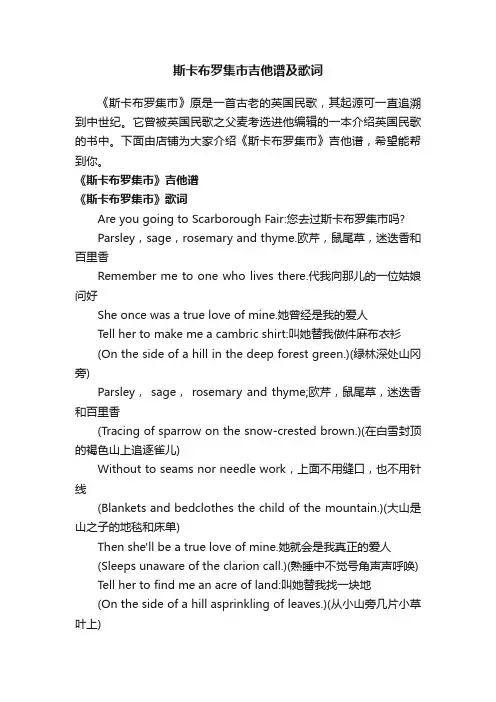 斯卡布罗集市吉他谱及歌词