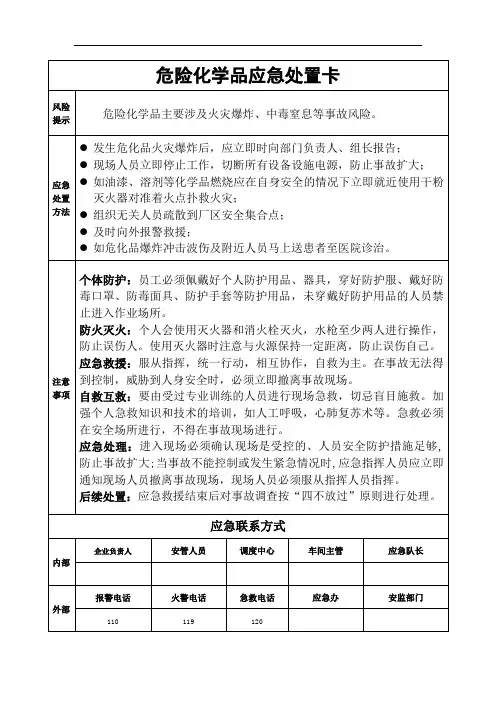 危险化学品应急处置卡