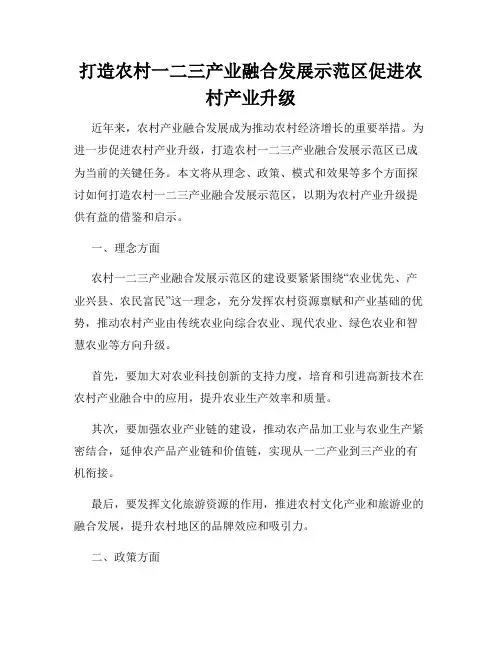 打造农村一二三产业融合发展示范区促进农村产业升级