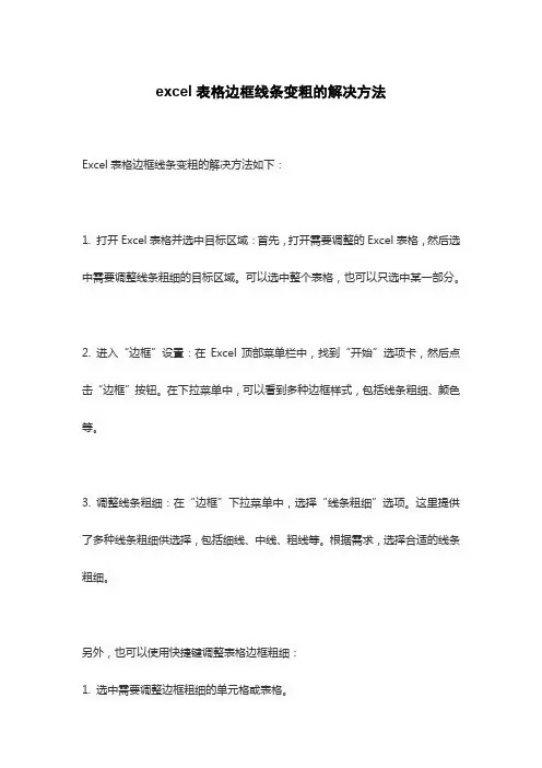 excel表格边框线条变粗的解决方法