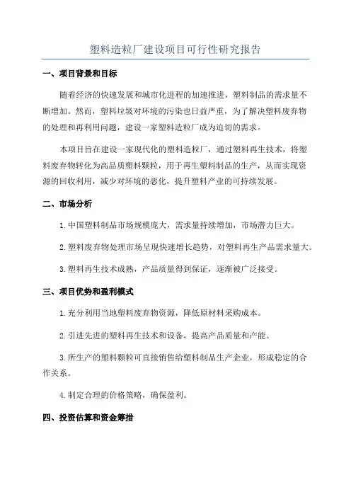 塑料造粒厂建设项目可行性研究报告