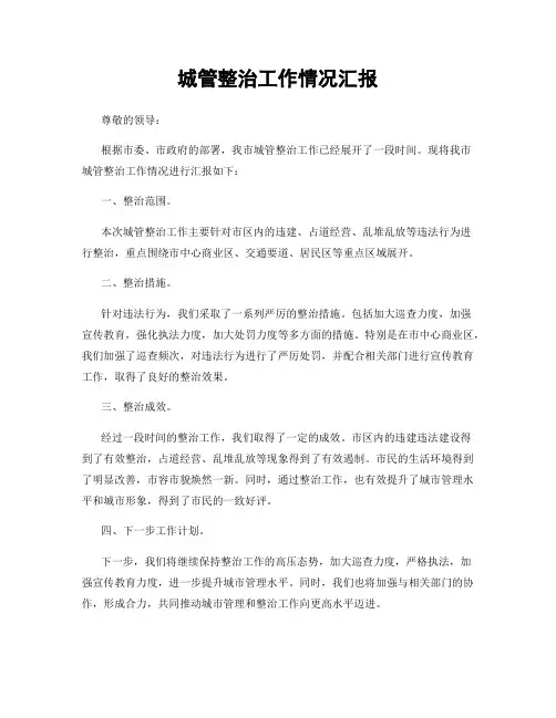 城管整治工作情况汇报