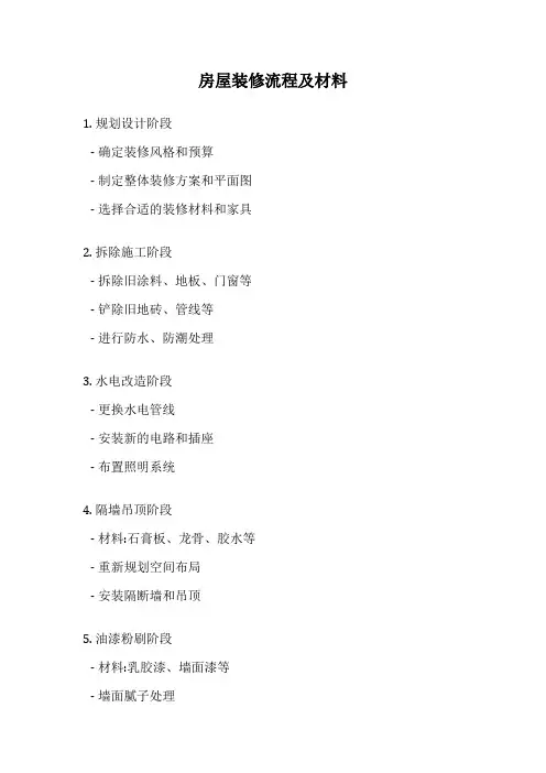房屋装修流程及材料