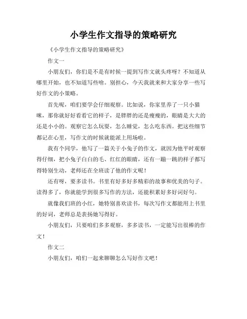小学生作文指导的策略研究