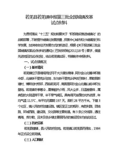 若羌县若羌镇申报第三批全国城镇改革试点材料